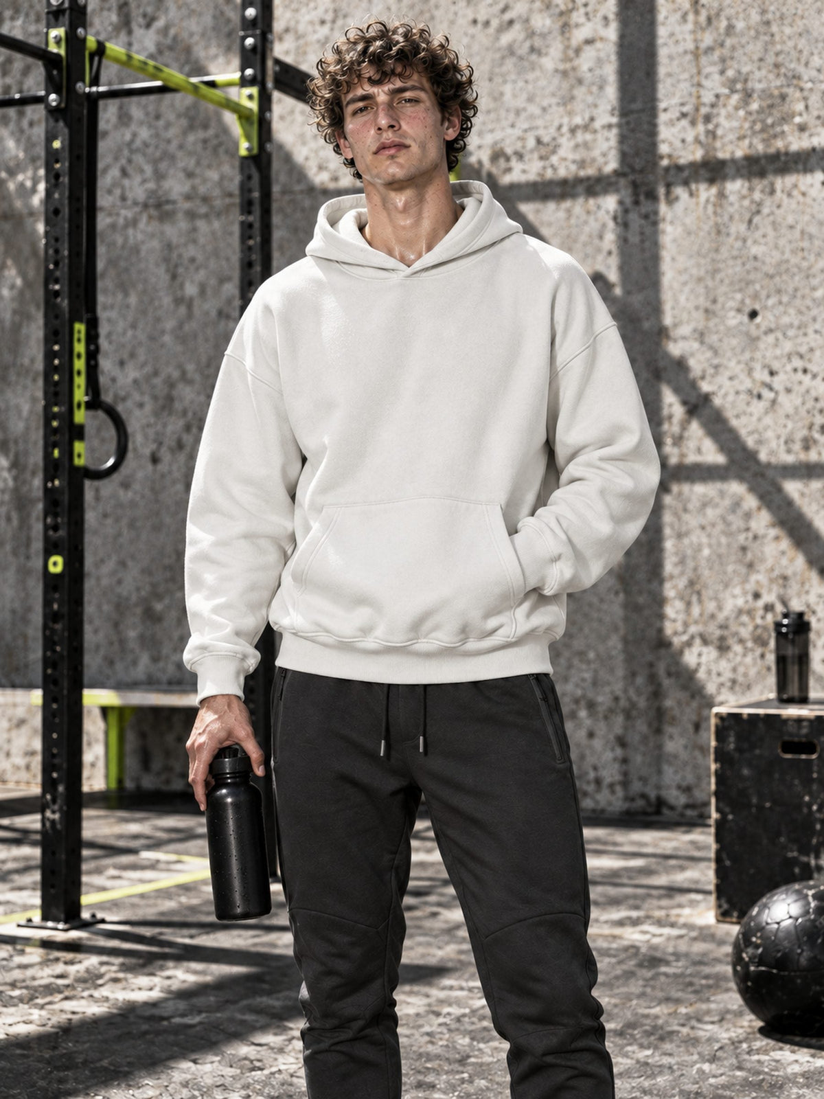 Hoodie Heavy craie porté de face