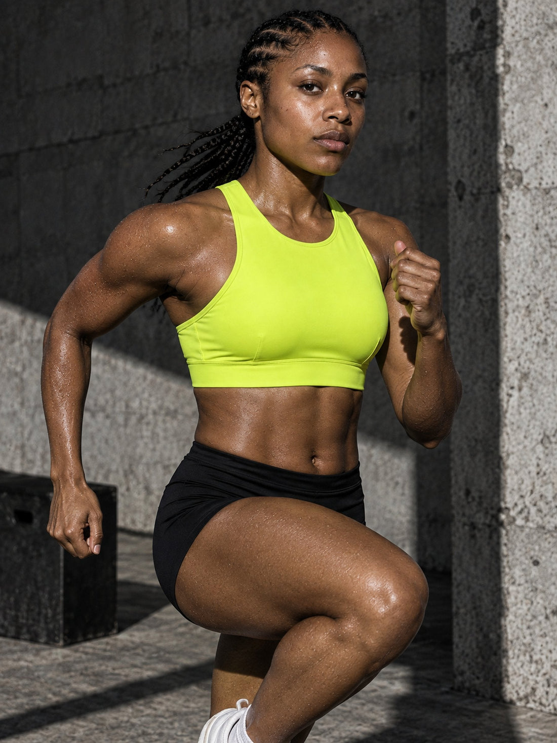 Brassière Impact Max citron en mouvement