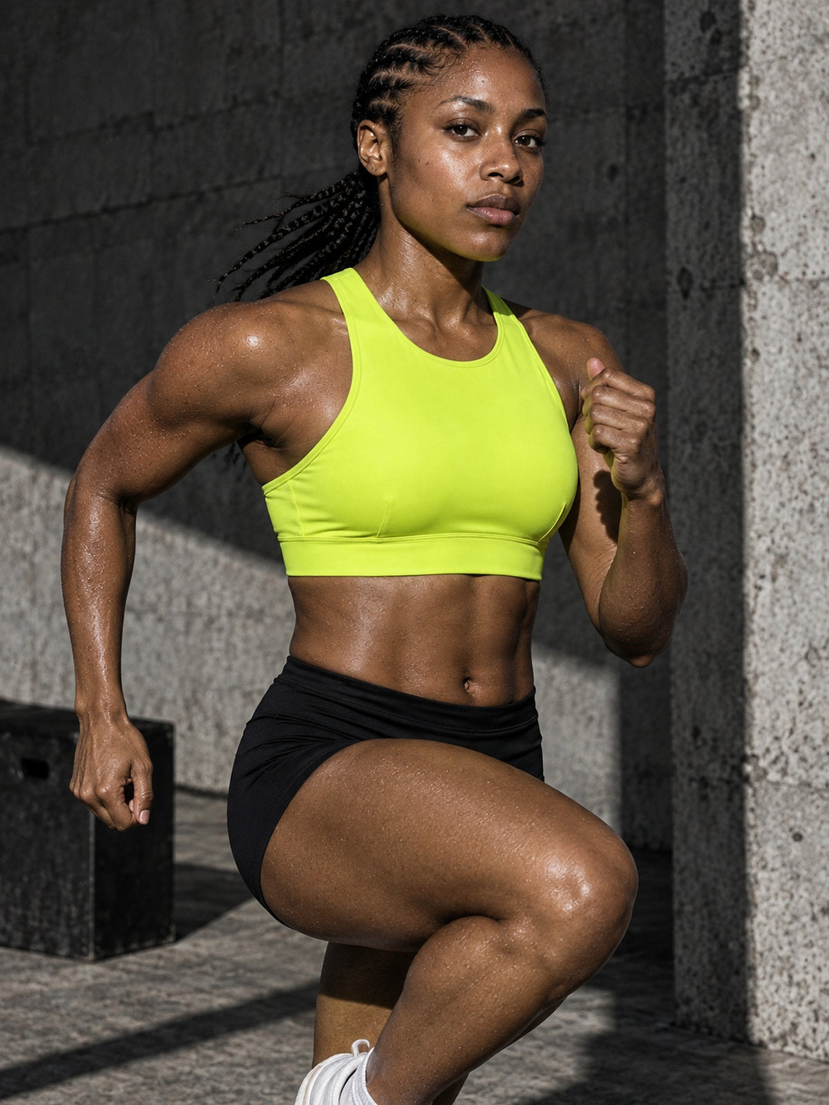 Brassière Impact Max citron en mouvement
