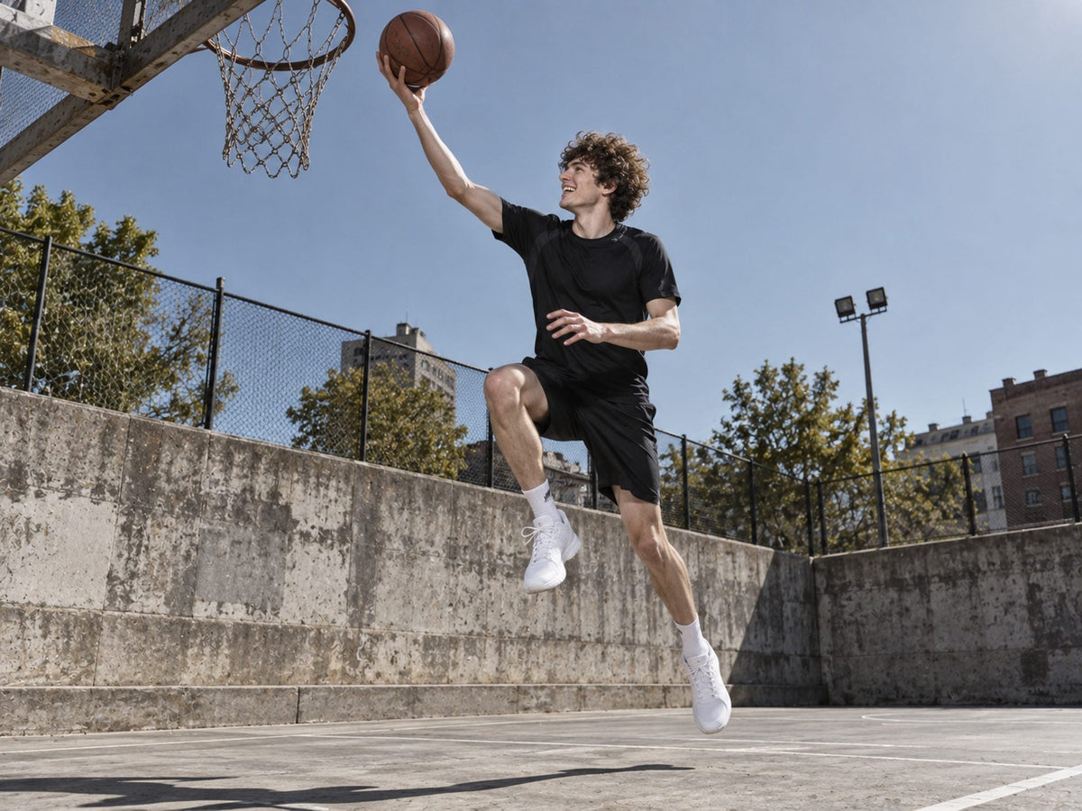 Lay-up sur un terrain de basket urbain