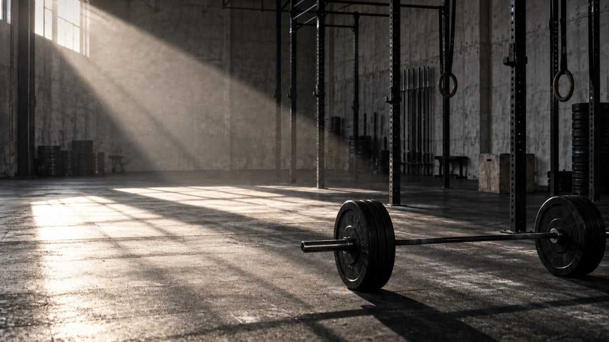Salle de CrossFit au petit matin, rayon de lumière