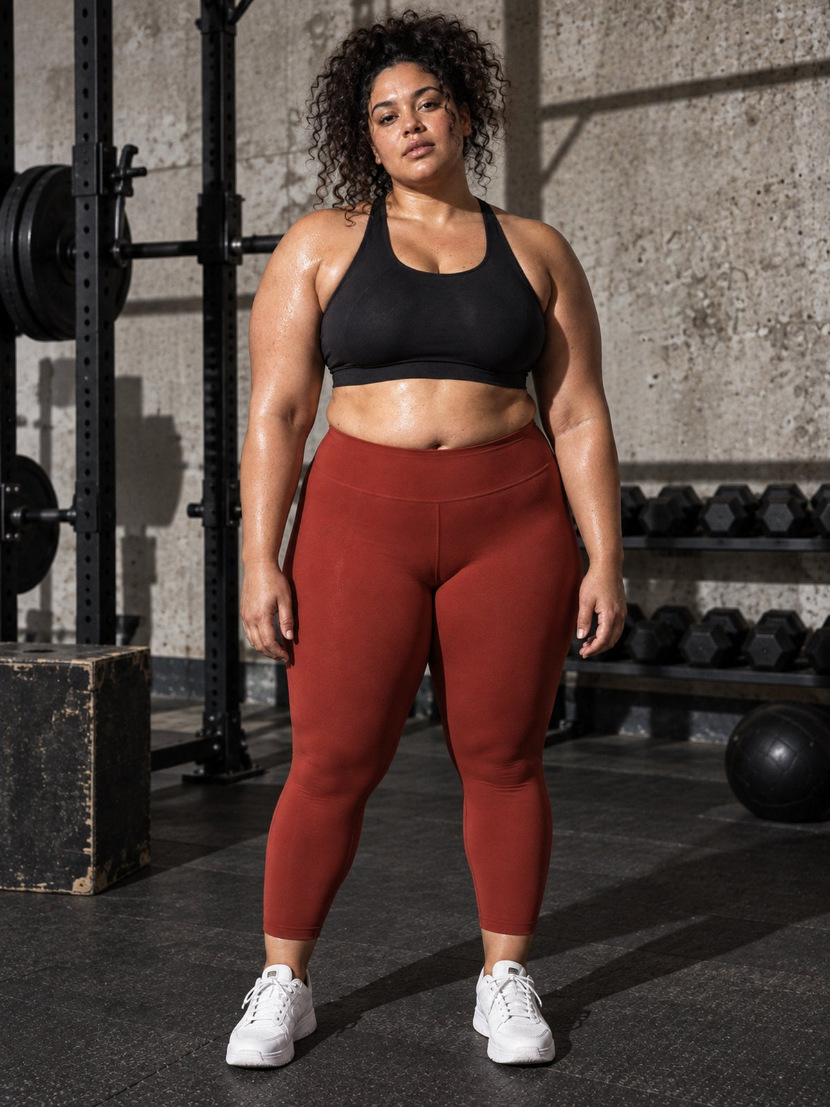 Legging Sculpt brique porté, de face