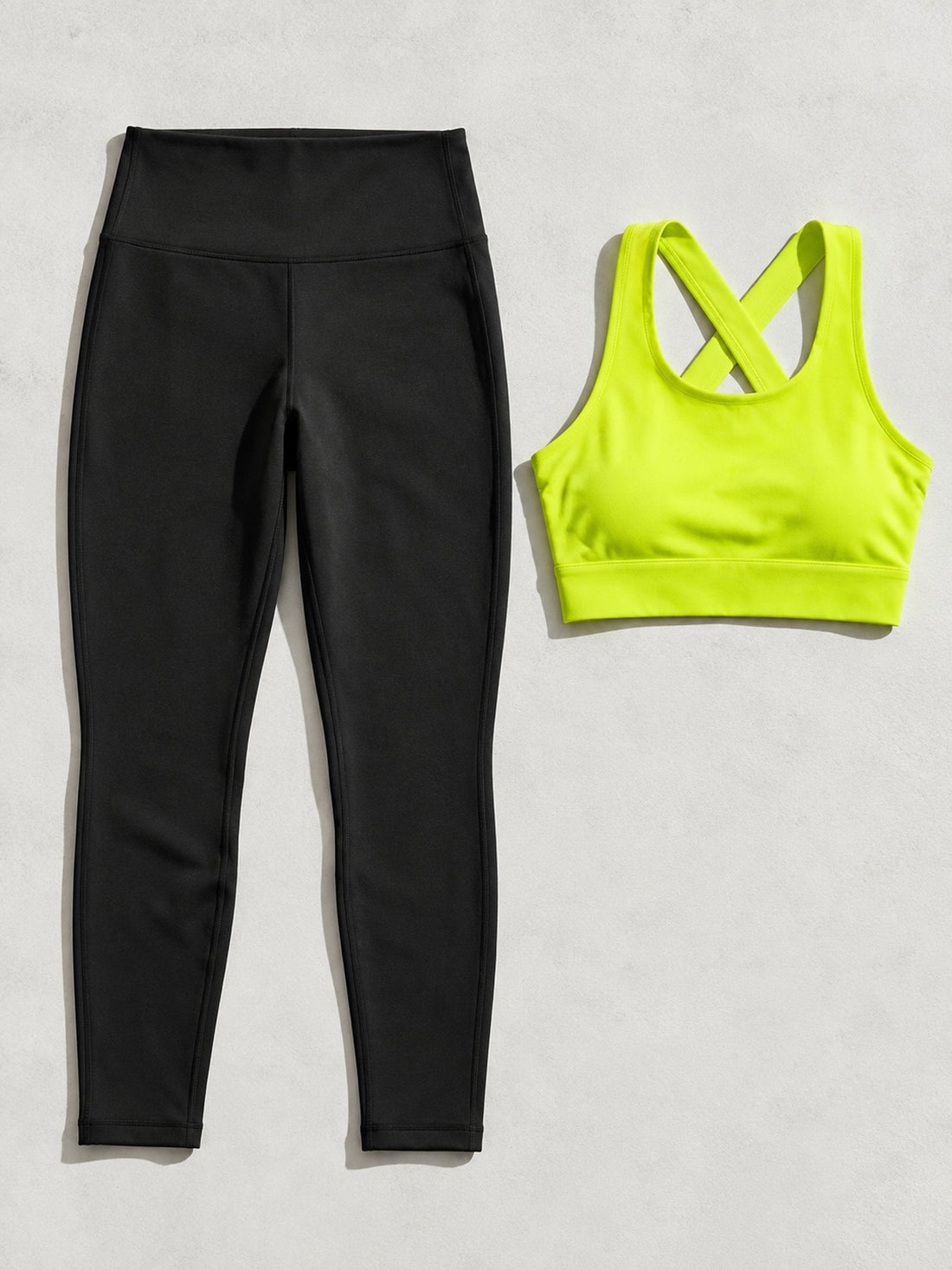 Pack Séance à plat : legging noir et brassière citron