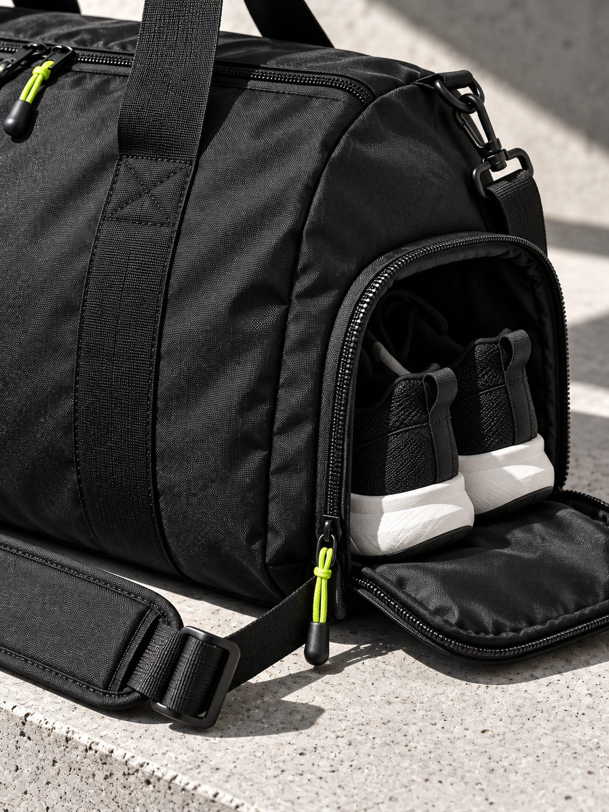 Sac Duffle 40 L, compartiment chaussures et tirettes citron
