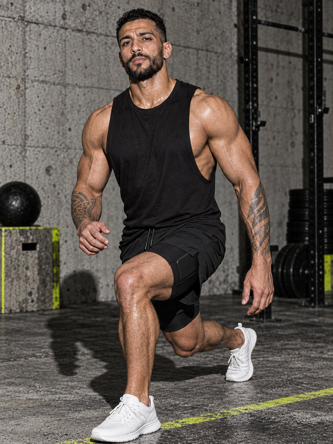 Short Pro 2-en-1 noir en fente