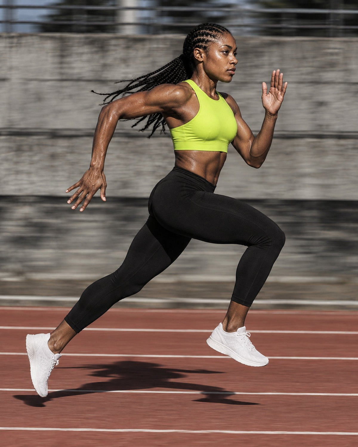 Brassière Impact Max citron portée en sprint