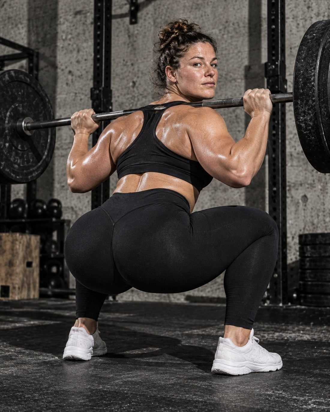 Legging Sculpt noir vu de dos, opaque au squat