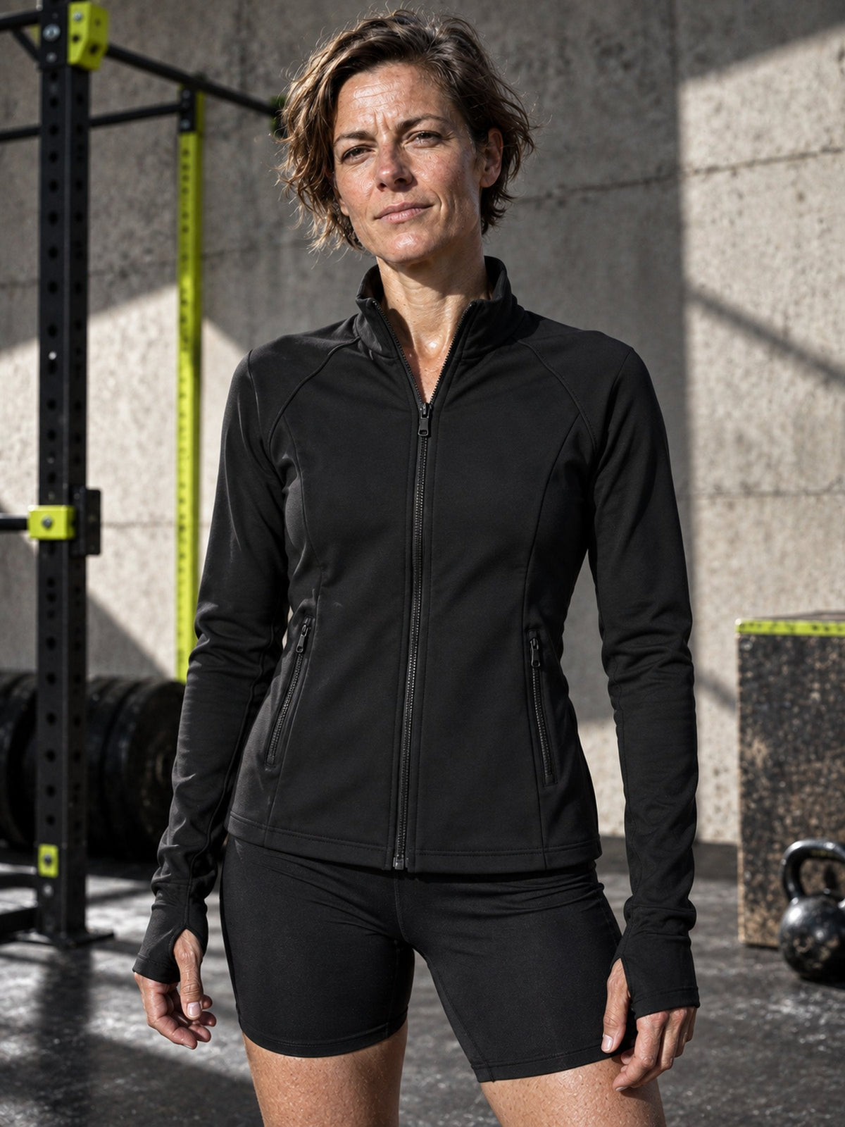 Veste Thermo noire portée de face
